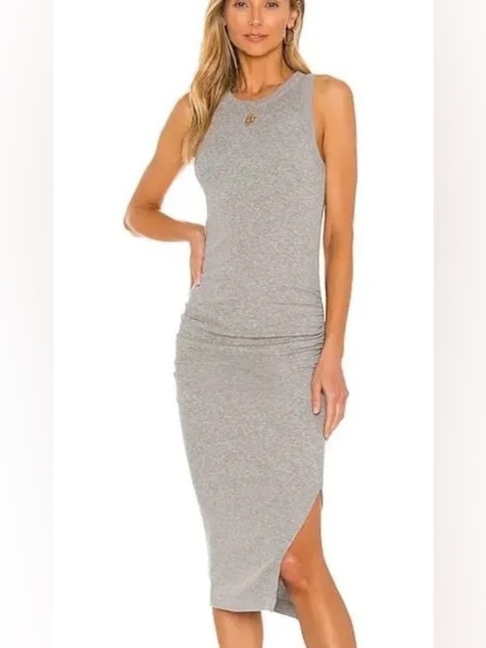 MICHAEL STARS Wren tank dress midi heather grey size med NWOT